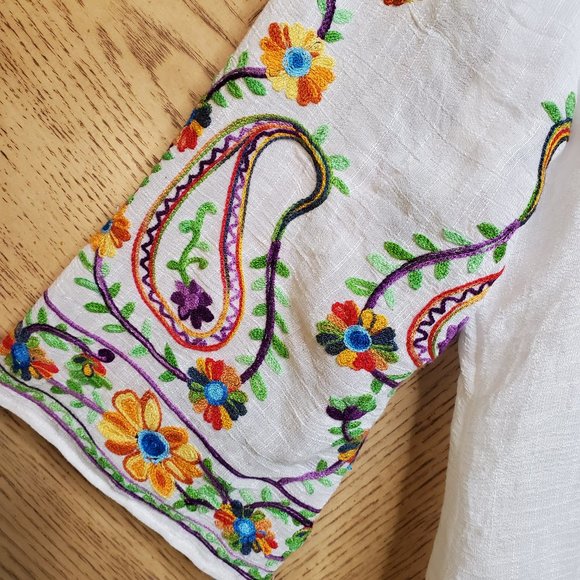 1) FIG & FLOWER embroider boho top Sz. PL - Picture 5 of 11